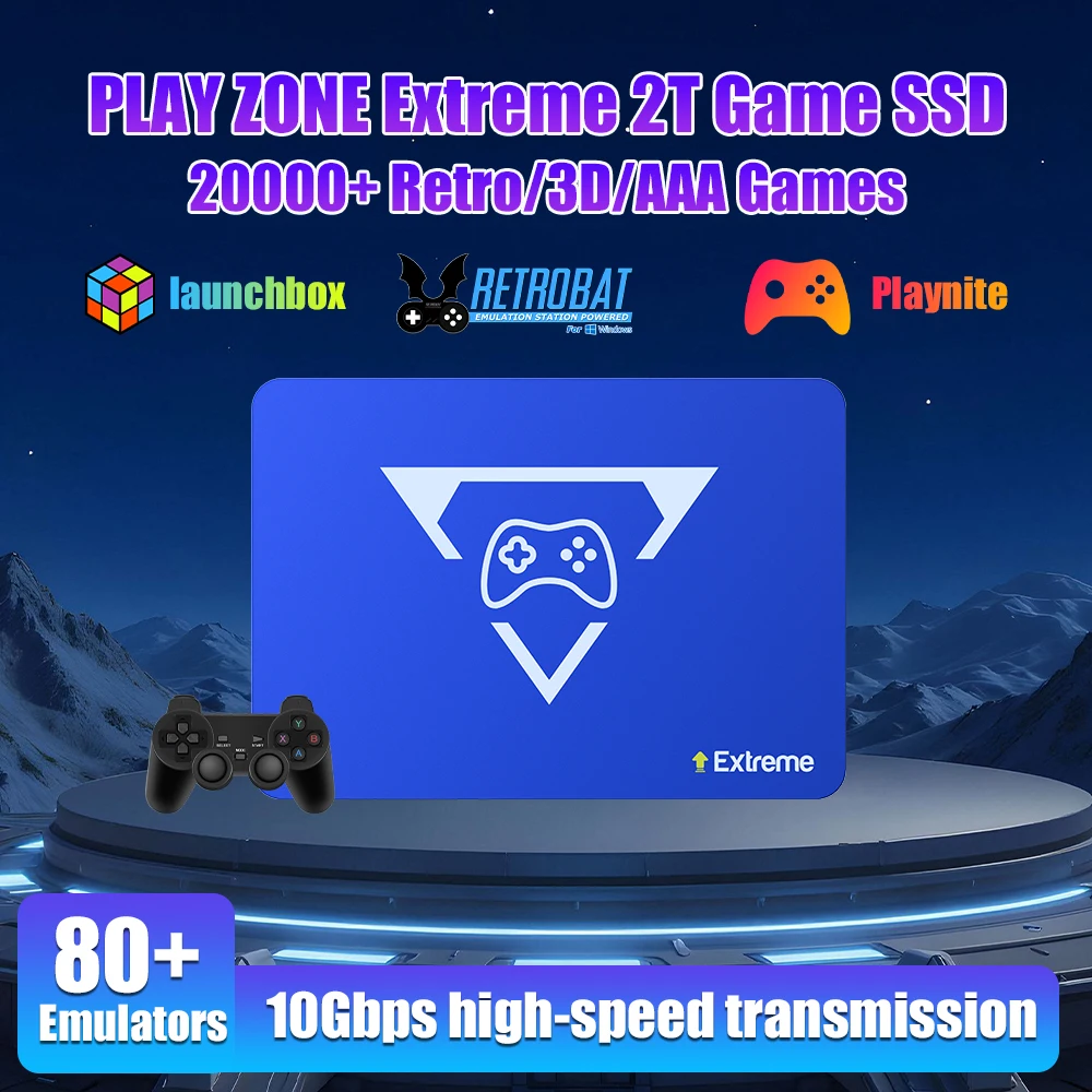 

New version Playzone Game SSD 2T Retro Game Solid State Drive With 20000+Games&80+Emulators Plug & Play High-speed transmission