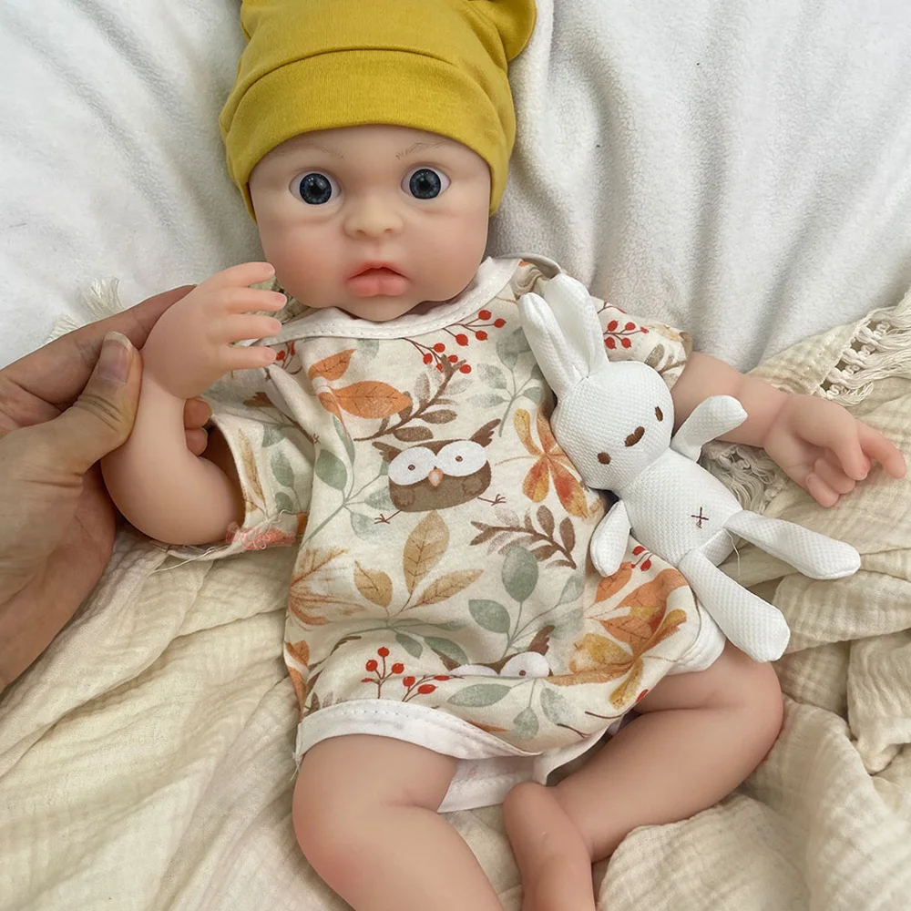 Blue Eyes Silicone Reborn Baby Dolls 20Inch Realistic Reborn Doll With Accessories Hand-Painted Cute Doll For Christmas Gift