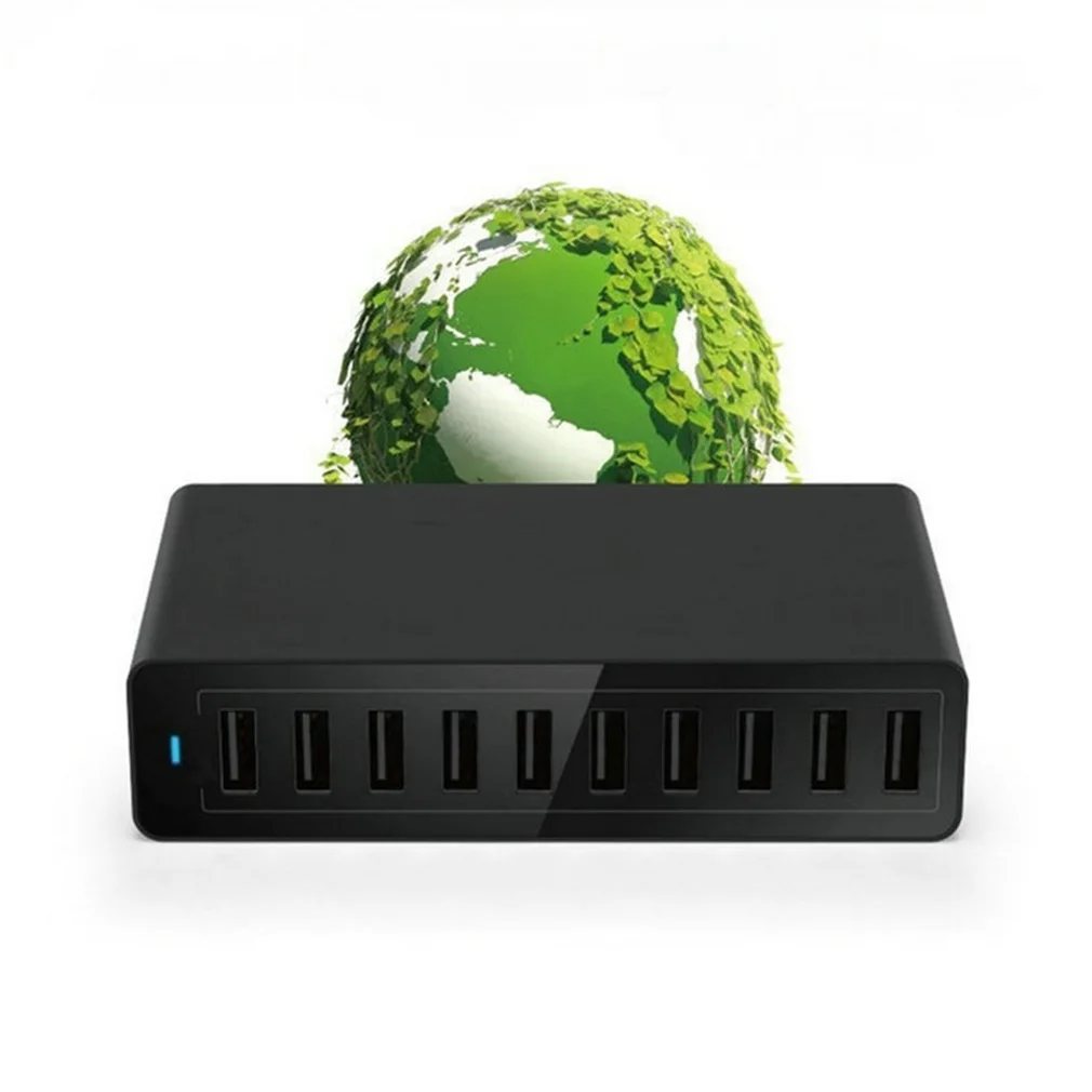 Multi USB Desktop Charger 60W Mobile Phone Charging Hub 10 Ports USB Charger Station Dock for iPhone iPad Kindle Samsung Xiaomi