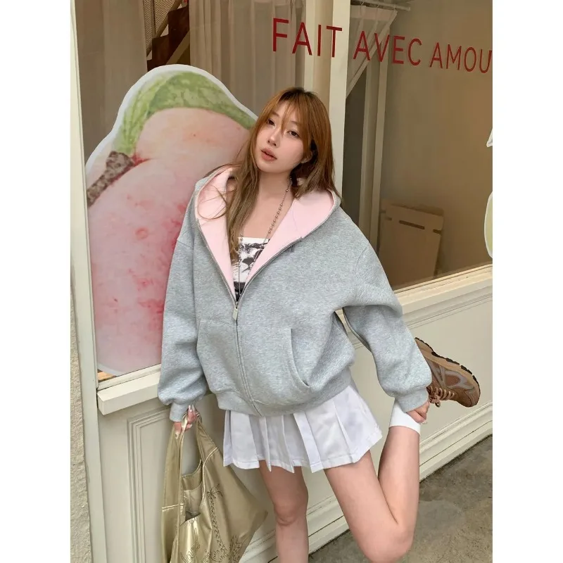 

Толстовка с капюшоном, женская осенне-зимняя свободная бархатная утолщенная куртка-кардиган на молнии в ленивом стиле