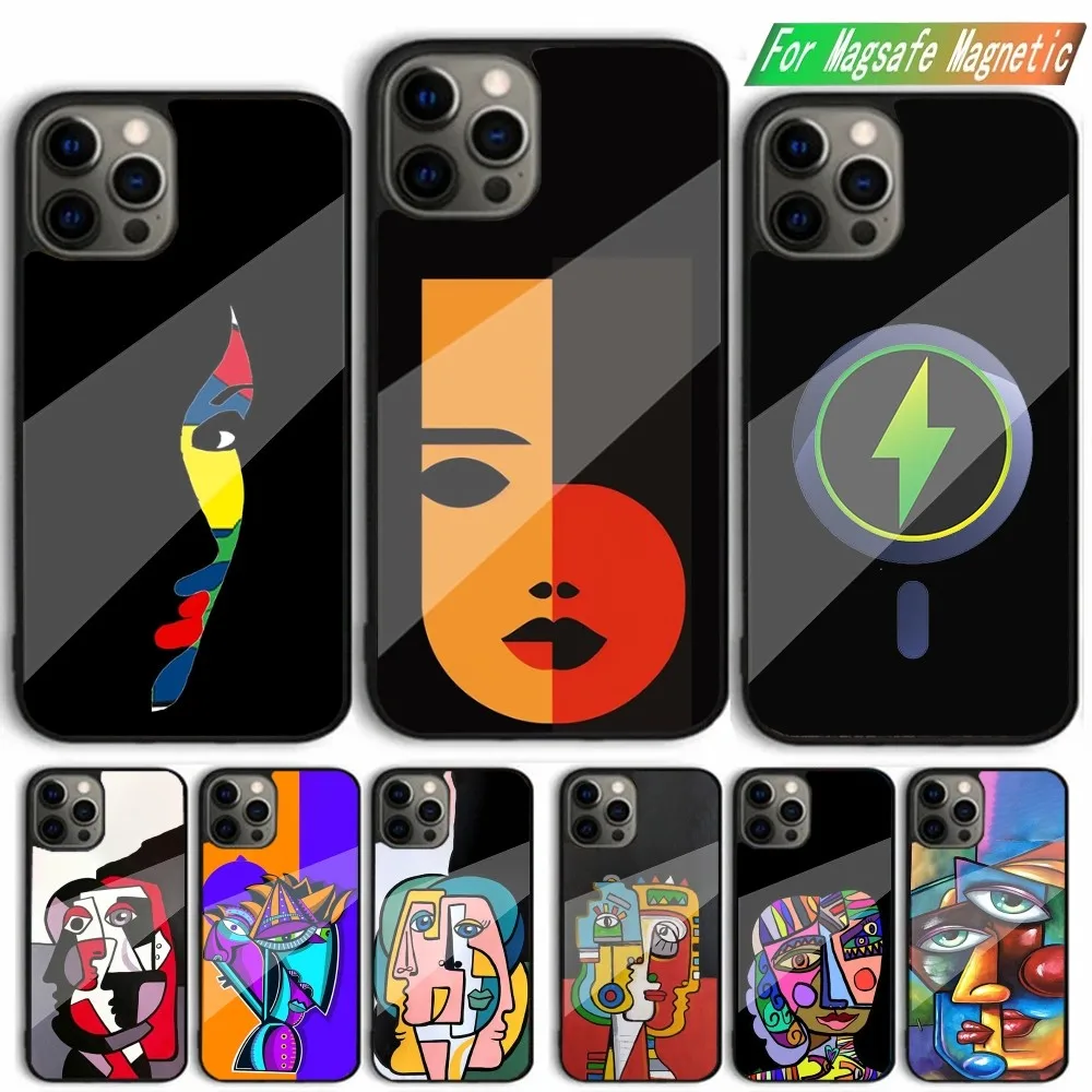 P-Picasso abstract Art Phone Case For iPhone 15,14,13,12,11,Plus,Pro,Max Mini Magsafe Magnetic Wireless Charging