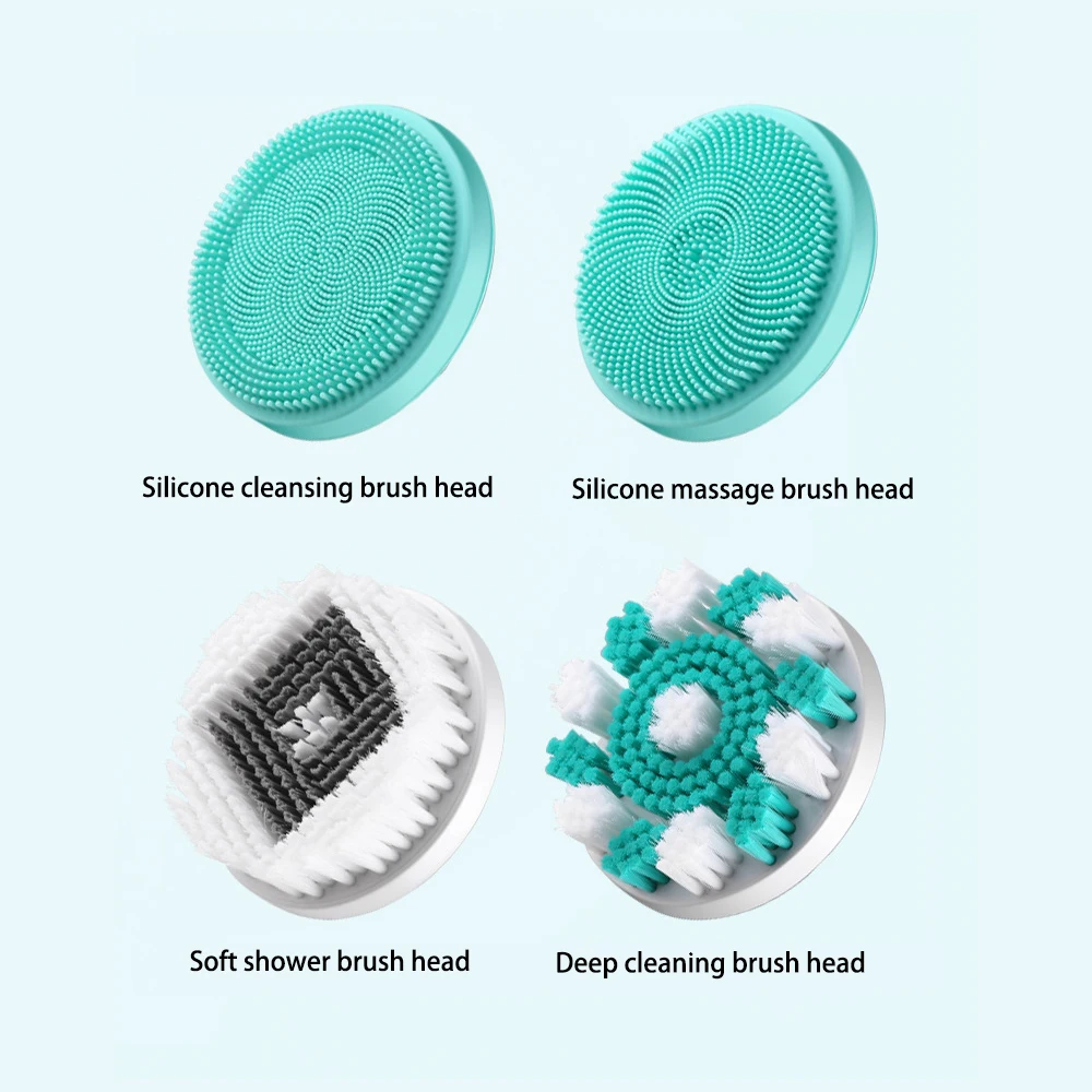 Hot Sale 4 In 1 Long Handle Multi Functional Waterproof Soft Back Massage Electric Brush Silicone Bath Body Brush 2023