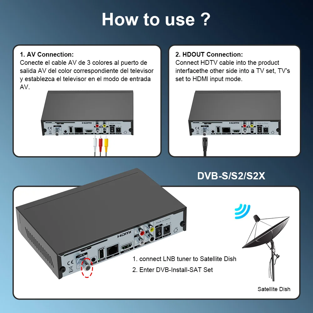 Odbiornik satelitarny FREESAT V8X2 1080P DVB-S/S2/S2X, H.265 z wbudowanym WIFI, MARS/FUNCAM/CCAM TV Box z gniazdem na kartę CA, Smart Media STB — zdjęcie produktu 6
