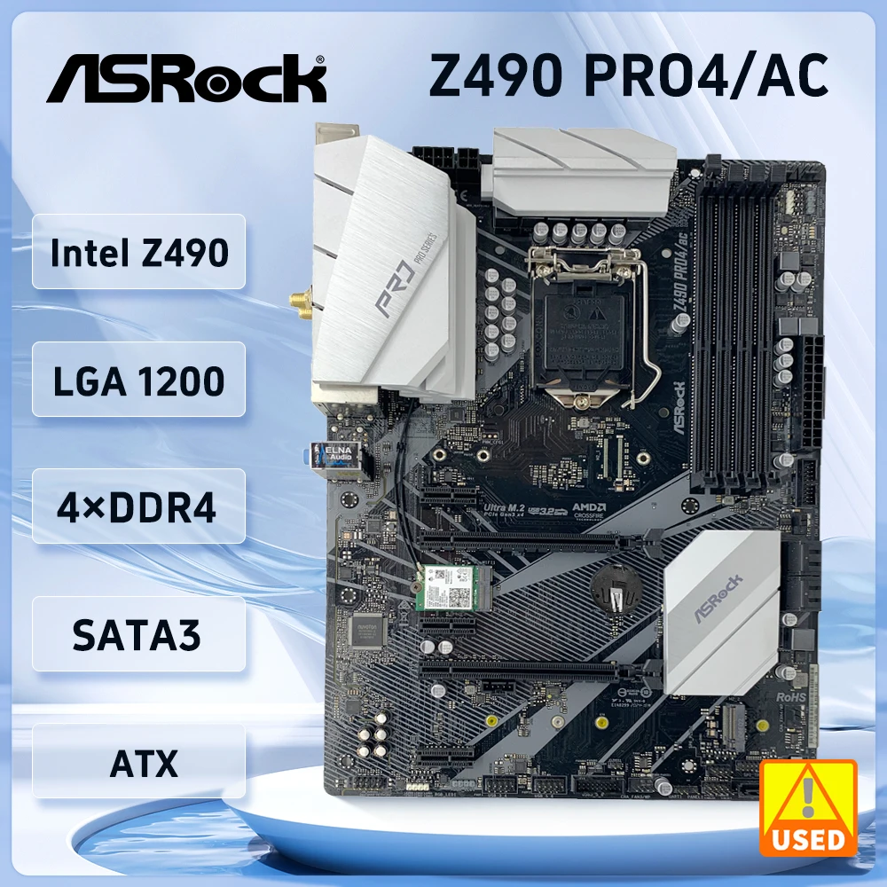 Asrock 인텔 Z490 마더보드, AC 마더보드, LGA 1200 지지대 i5-10400F, i7-10700F i3-10320 i9-10900K CPU, ATX 6 SATA3 