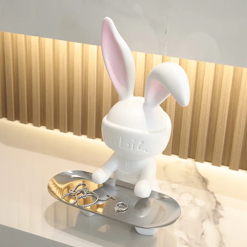 Home Decoration Electroplate Sculptue Nordic Home Decor Rabbit StatueChristmas Decoration Home Accessories Flocking Figurine
