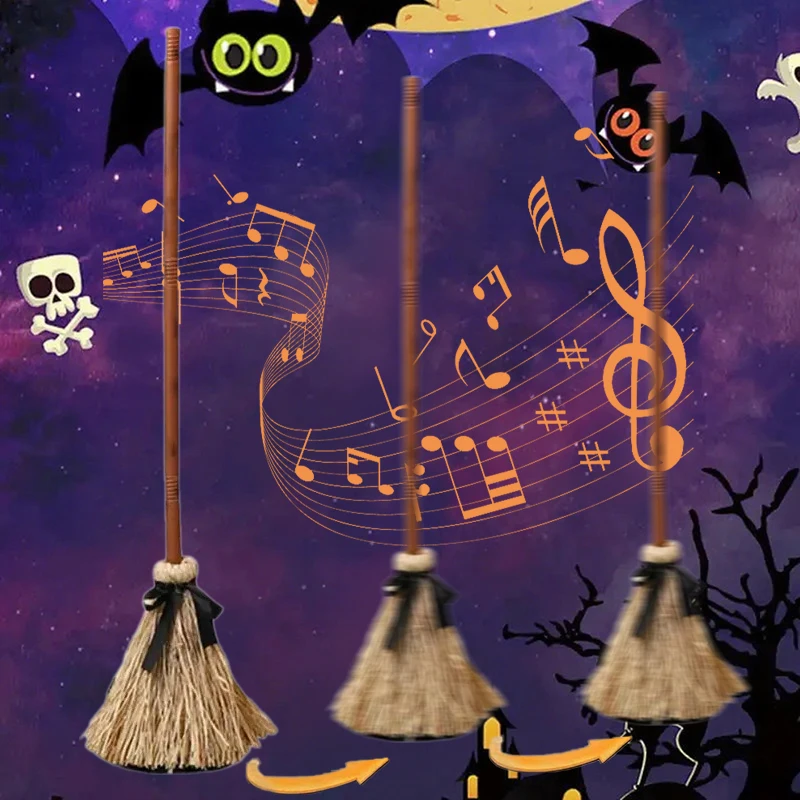 ¤Halloween Floating Sorceress Mop Haunted Dancing Mop With Sounds Home Floor Decor Holiday Atmosphere Props Without Battery