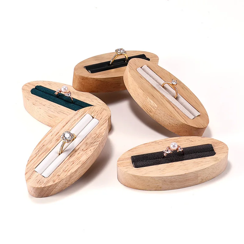 Solid Wood Oval Display Rack Ring Earring Display Props Counter Jewelry Display Props Jewelry Rack Compact High-end Displa Tool