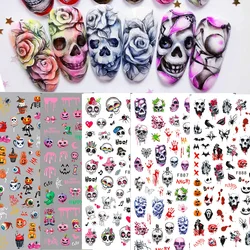 3D Skull Pumpkin Head Bat Nail Stickers Nail Supplies Nail Sliders Halloween Stickers Nail Decorations Nail Decals