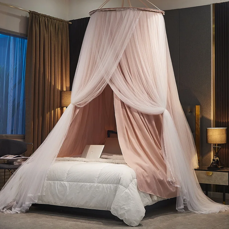 Battilo Bed Canopy for Kids Double Layer Mosquito Net Round Dome Hanging Castle Play Tent Canopy Bed Curtain Children Room Decor