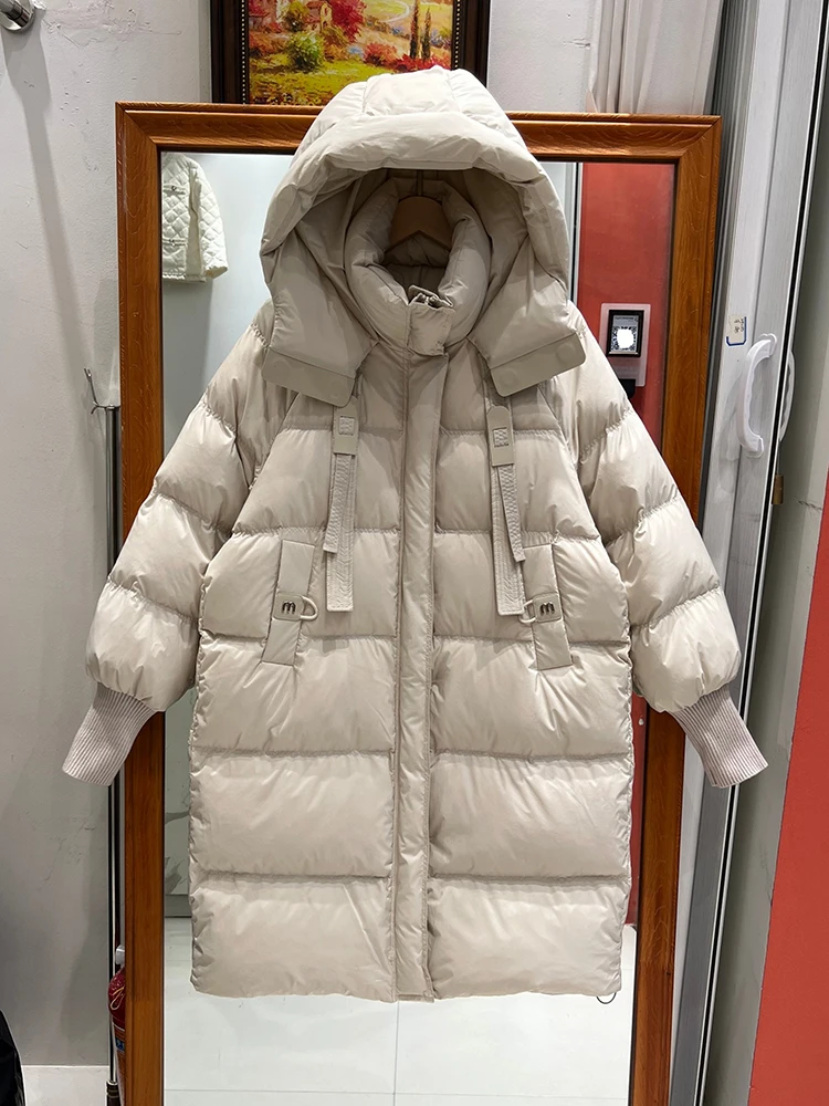 

Зимний пушистый теплый длинный пуховик с капюшоном, женский утепленный паркер с карманами, верхняя одежда, женские пуховики до колена на белом утином пуху