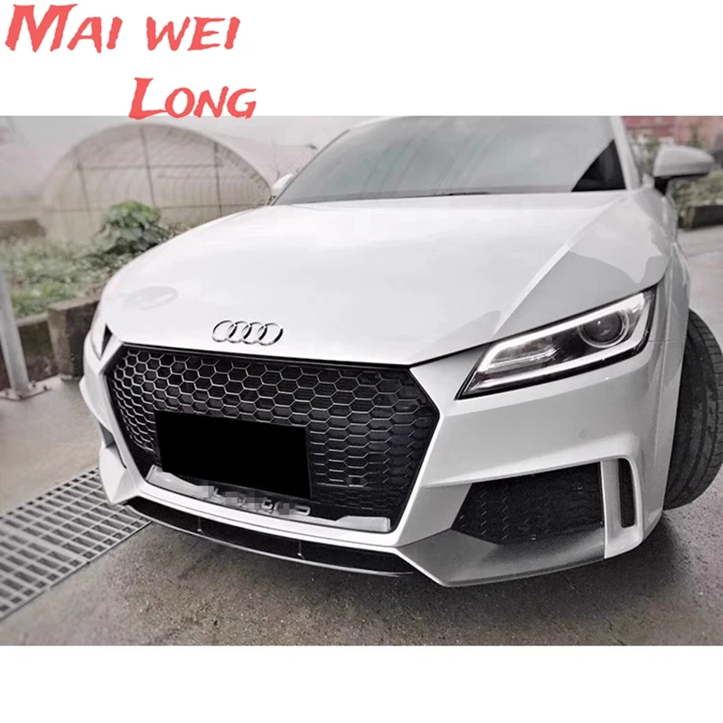Für Audi TT TTRS Mk3 2015 2016 2017 2018, glänzend schwarz, Sechskant-Mesh, Wabenhaube, Grill, Schwarz, Silber, Stil, Auto-Styling, vorne, Sport