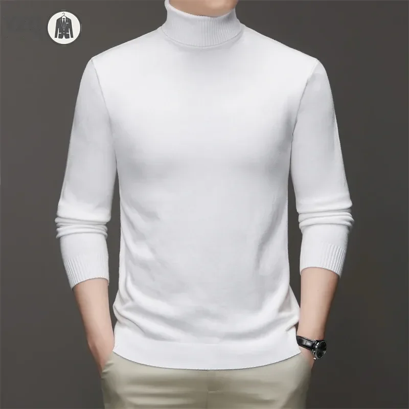 6 Colour Men\'s High Neck Long Sleeved Solid Color Sweater Soft Warm and Comfortable Top with a Base