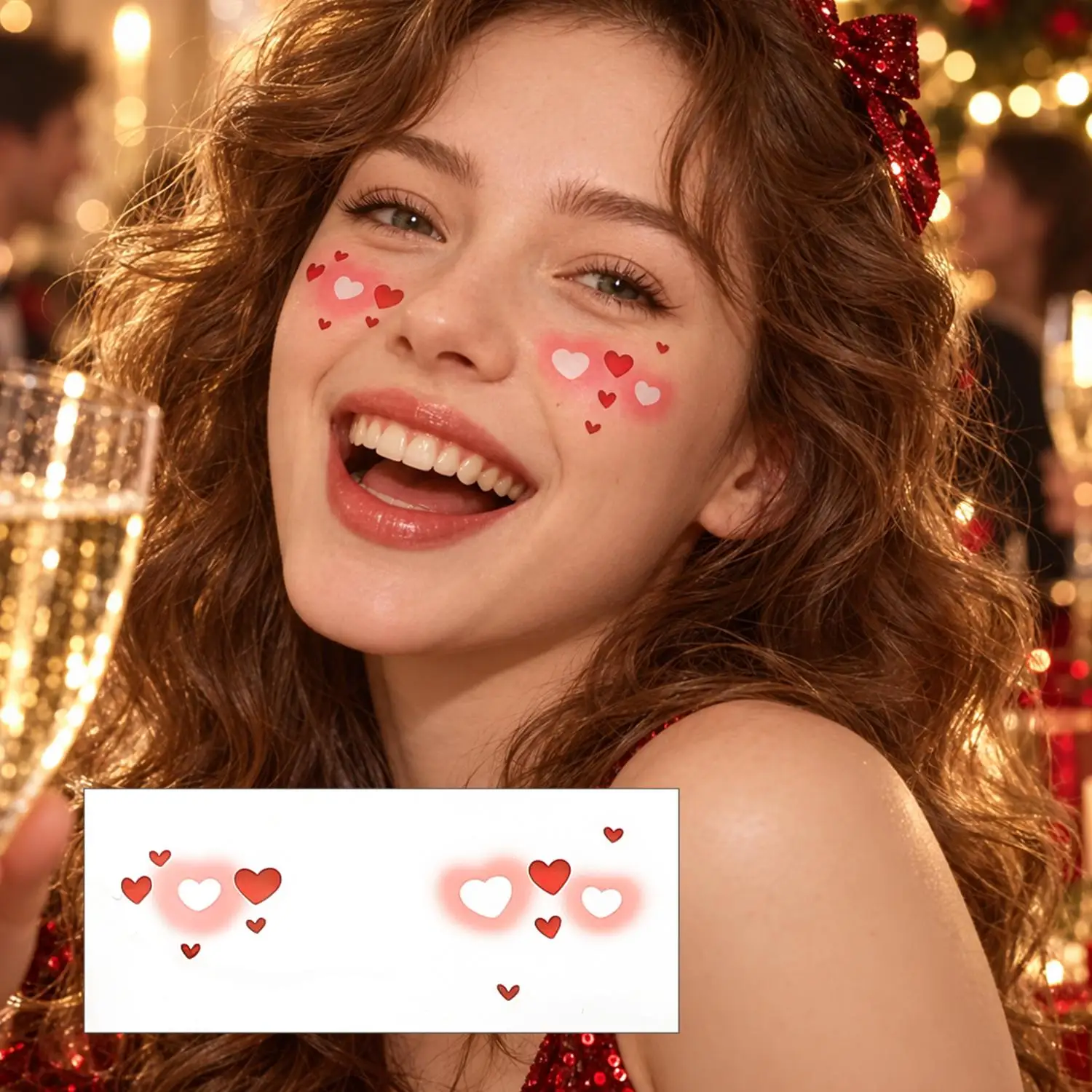 9PCS Christmas Face Tattoo Sticker Christmas Tree Waterproof Tattoo Makeup Decal Party Festival Gifts Women Makeup Decoration