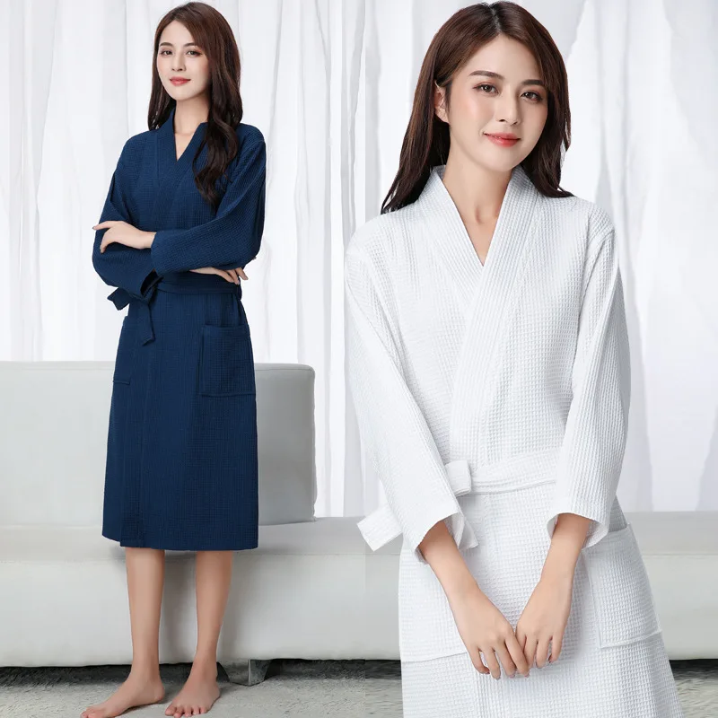 Waffle Robe Women Cotton Bath Robe Ladies water sucking Nightrobe Sleepwear Female Casual Home Bathrobe Hotel Robe