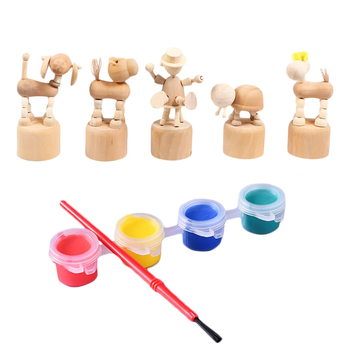 

Peg Dolls DIY Toy Wooden Aniaml Educational Children Craft Toys Painted Drawing Ornament