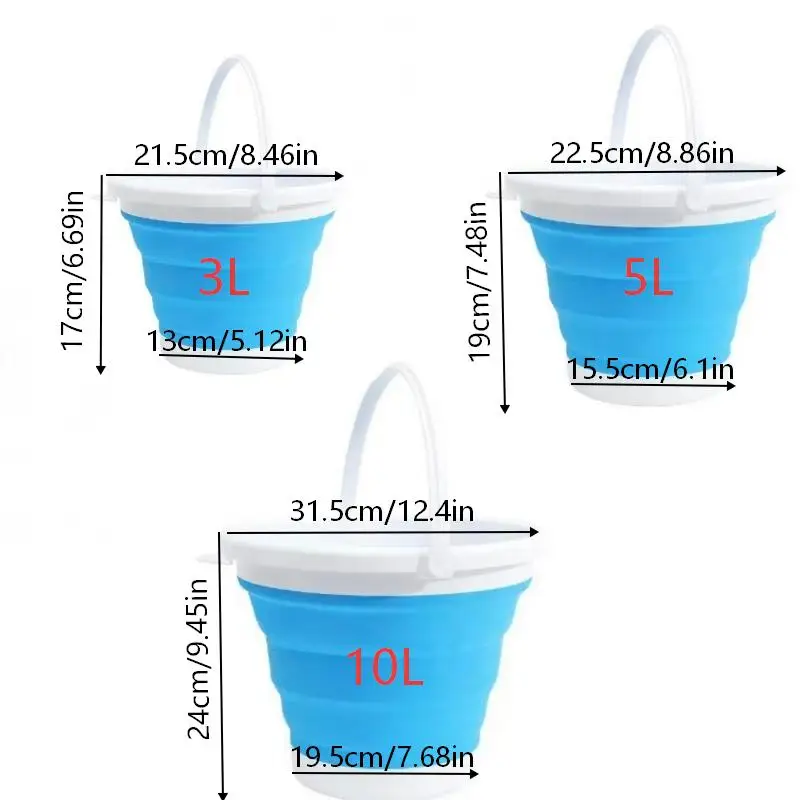 1PC 3L/5L/10L Foldable Durable Bucket Car Wash Outdoor Fishing Round Bathroom Kitchen Bucket Portable Folding Bucket view 2
