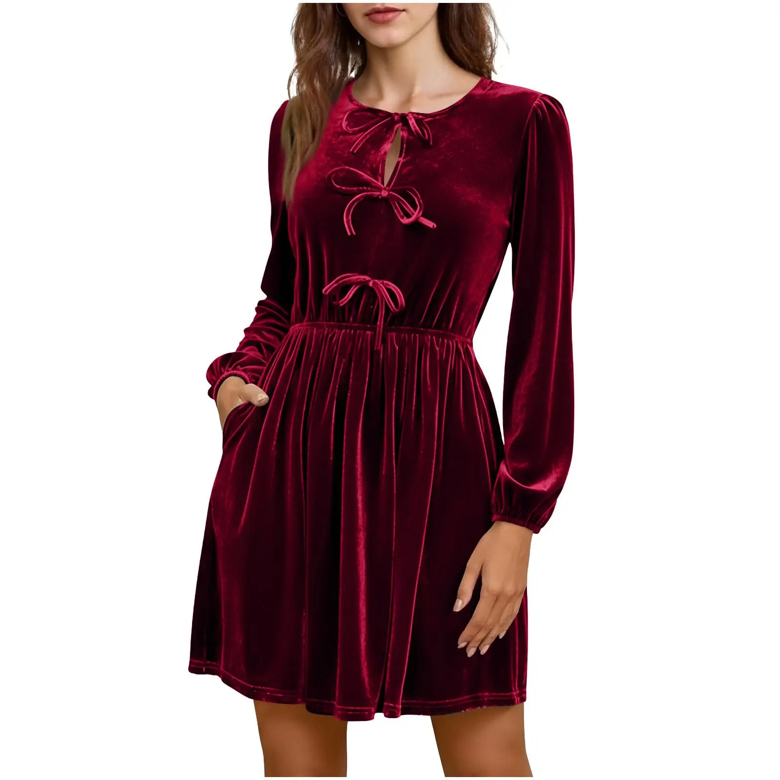 

2025 Fall Winter Elegant Women Dresses Medium Long Styles Slim Fit Dress Luxury Velvet Dress Women's Party Dress Vestido