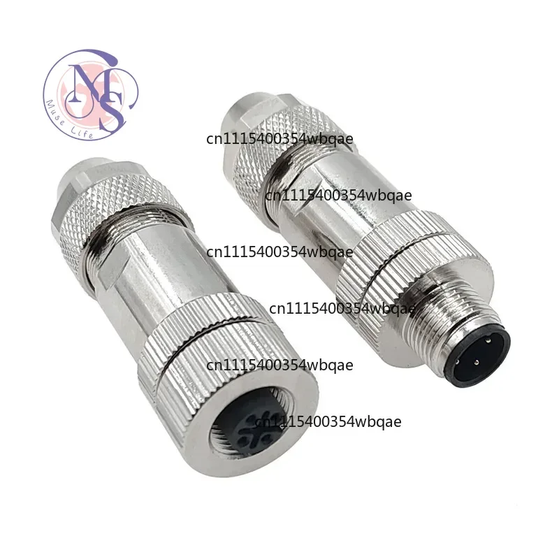 ZOCI-M12 A Type Sensor Connector, Male Female Shielded Metal Plug 4/5/8Pin Threaded Coupling