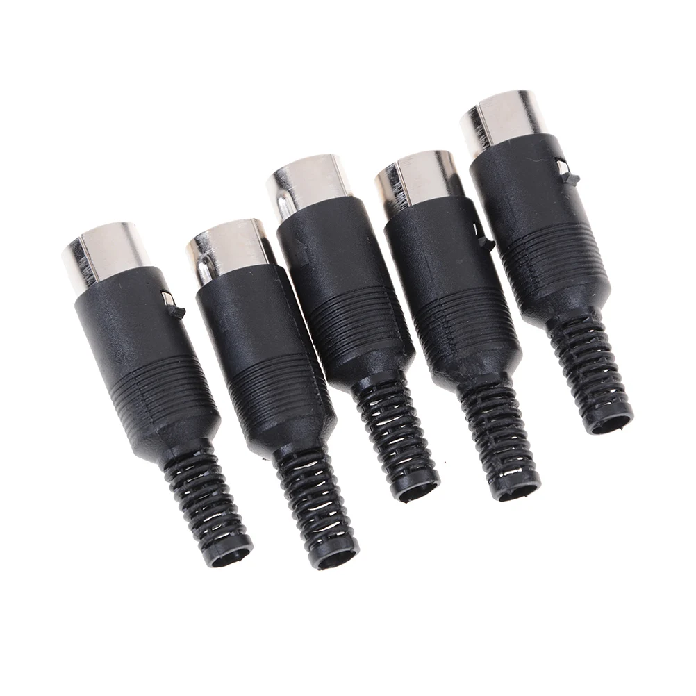 5Pcs Mini 5 Pin Din Male Plug With Plastic Handle Adapter Soldering Cables DIY Connector