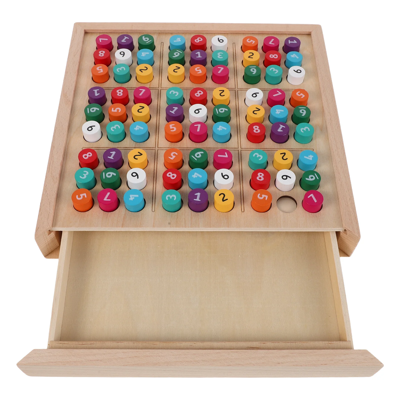 1-teilige Sudoku-Spielbox aus Holz, Logikpuzzle, Denkaufgabe, pädagogisch, für Erwachsene und Kinder, tragbar, Reisegröße