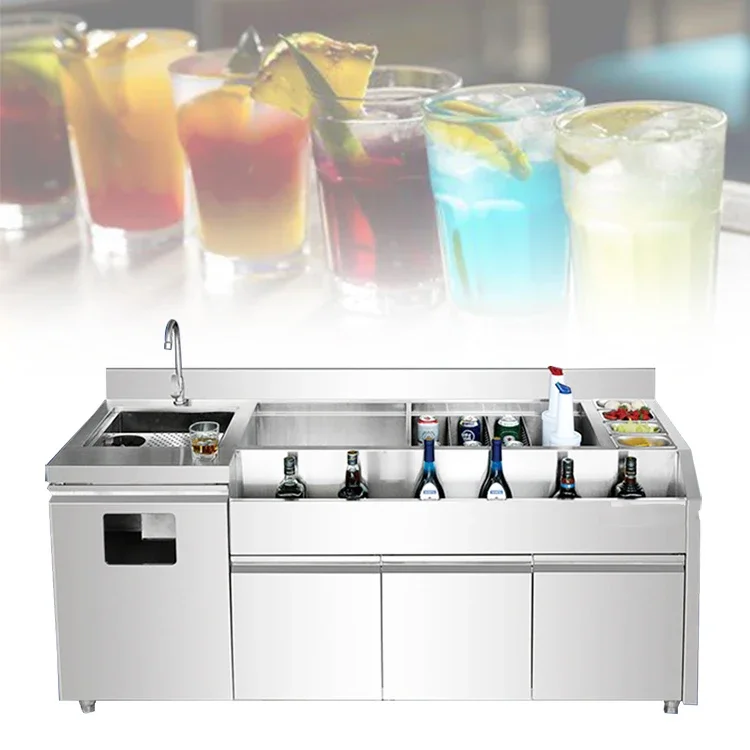 

Ресторан из нержавеющей стали 304, индивидуальный дизайн, станция для коктейльного бара, оборудование для бармена, коктейльного бара, рабочая станция для коктейлей, бар хорошо