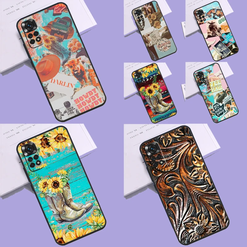 Cowboy Cowgirl Howdy Western Ranch Boho Case For Xiaomi Redmi Note 12 8 9 10 11 Pro Note 12S 11S 10S 9S 8T Redmi 12 9 10 C Cover