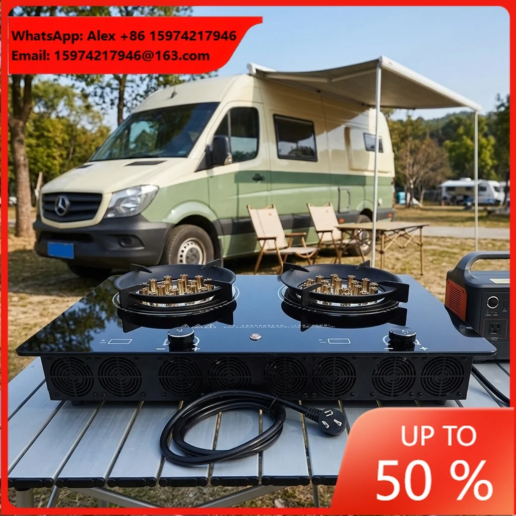No Gas No Fuel 6000W Plasma Electric Flame Stove Dual-Cooker Pure Electric Consumption Outdoor Camping RV Car Travelling Easy