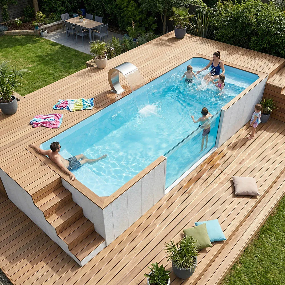 40FT Above Ground Pool 20FT Container Pool Shipping Container Prefab Inground with Clear Window Hot Tub
