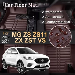 LHD Car Mats Leather For MG ZS ZS11 ZX ZST VS 2018~2024 Custom Foot Parts Pad Leather Panel Liner Carpet Rug Interior Accessorie