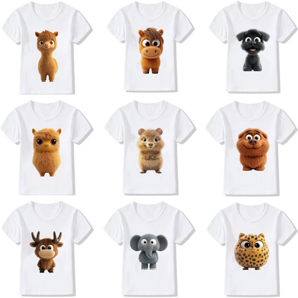 Childrens 3D Animal Graphic Tee Soft  Shirt Cute Cartoon Print Top for Toddler