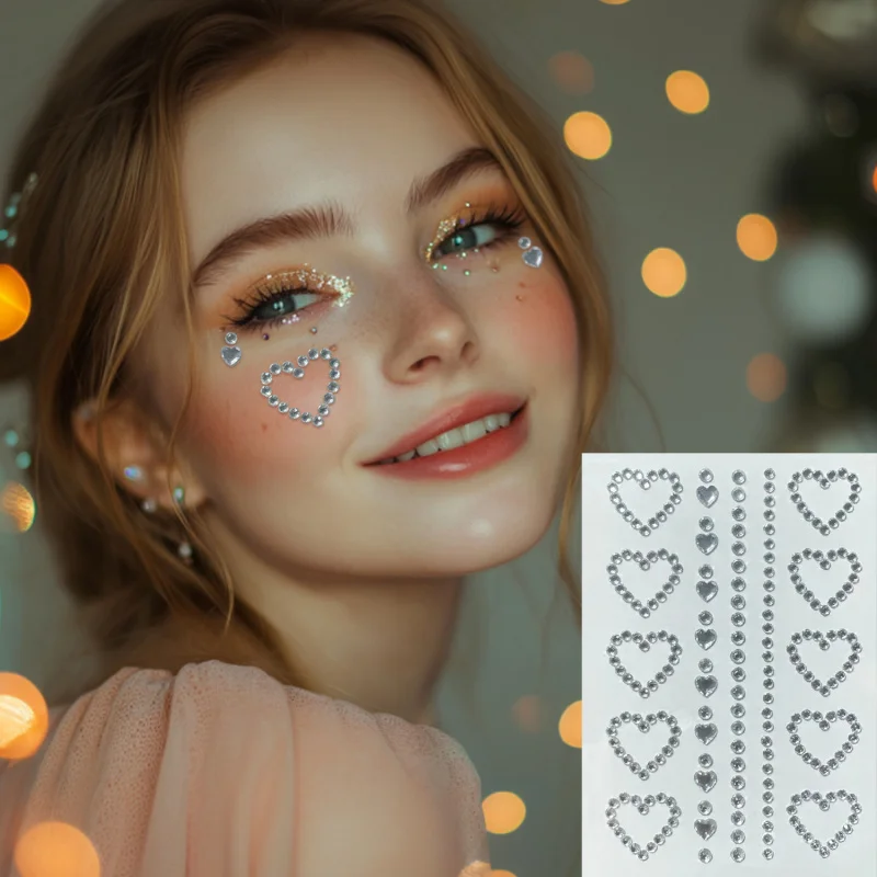 

Trendy Performance Eye Makeup Face Stickers Rhinestone Stickers Self-Adhesive Glitter Diamond Nail Stickers Makeup Face Stickers