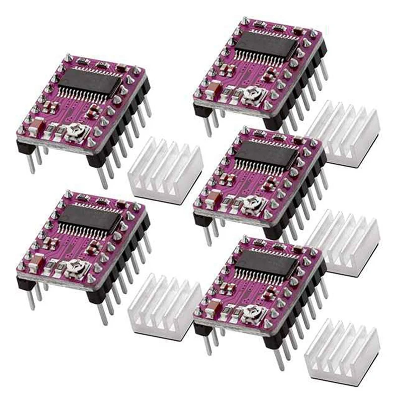 5Pcs Stepper Motor Driver Board Stepstick DRV8825 Stepping Driver Controller Step Engine Module Radiator Heat Sink Easy To Use