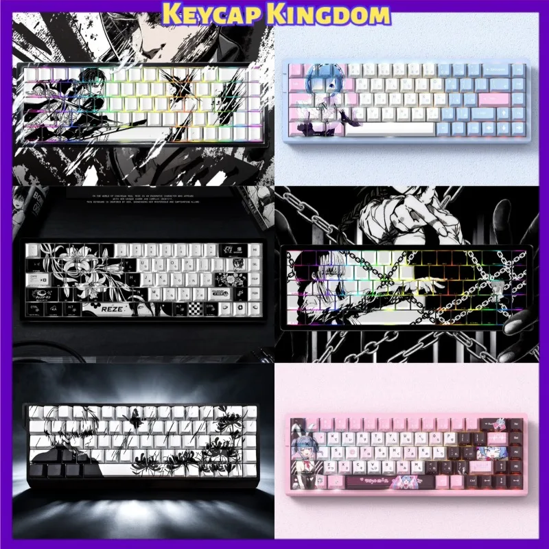 74-key Anime Keycap Set Mechanical Keyboard Cherry Profile PBT 5-side Dye Sub Custom Keycaps PC Gaming Keyboard Accessories Gift