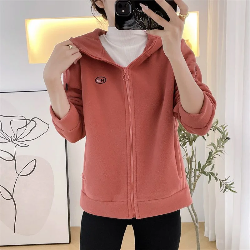 เสื้อผู้หญิงHoodedเบาะกีฬาFir 2025 ฤดูใบไม้ผลิฤดูใบไม้ร่วงใหม่กลางแจ้งหลวมเสื้อสเวตเตอร์ถักแขนยาวOutwearเสื้อสุภาพสตรี