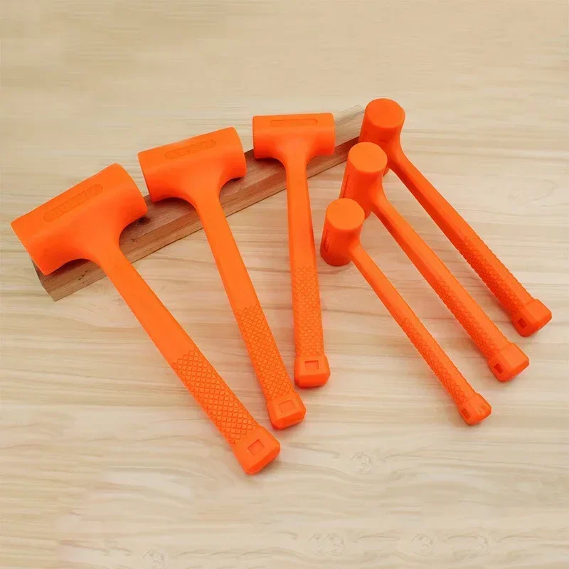 Multifunctional Rubber Mallet 0.5-4LB - Orange Glue-Free Flooring & Wood Installation Hammer(Soft Elasticity,No Adhesive Needed)