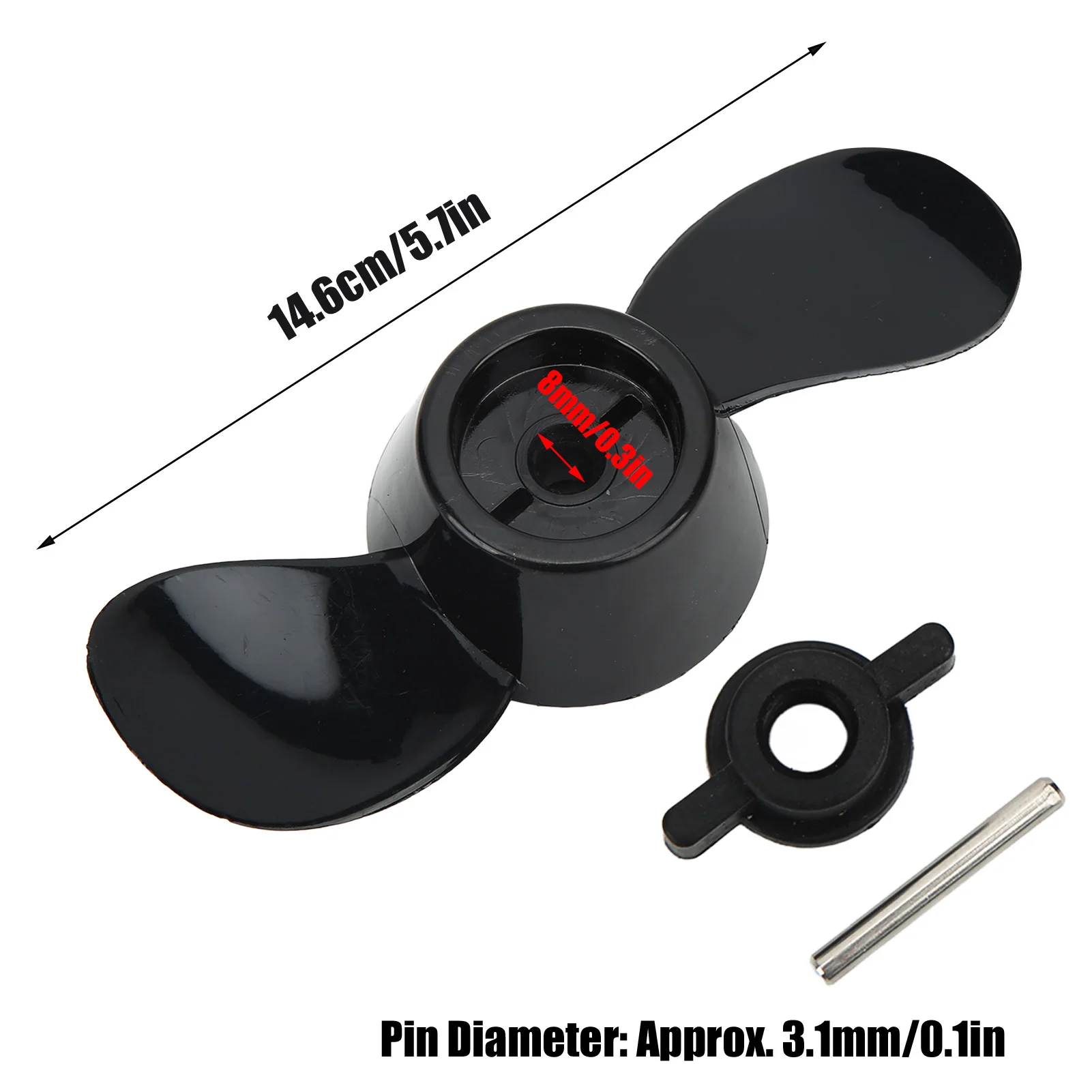 2 Blade Propeller Outboard Propeller Propeller Thickened Plastic  2 Blade Replacement Propeller for 12V 24V Engines Black