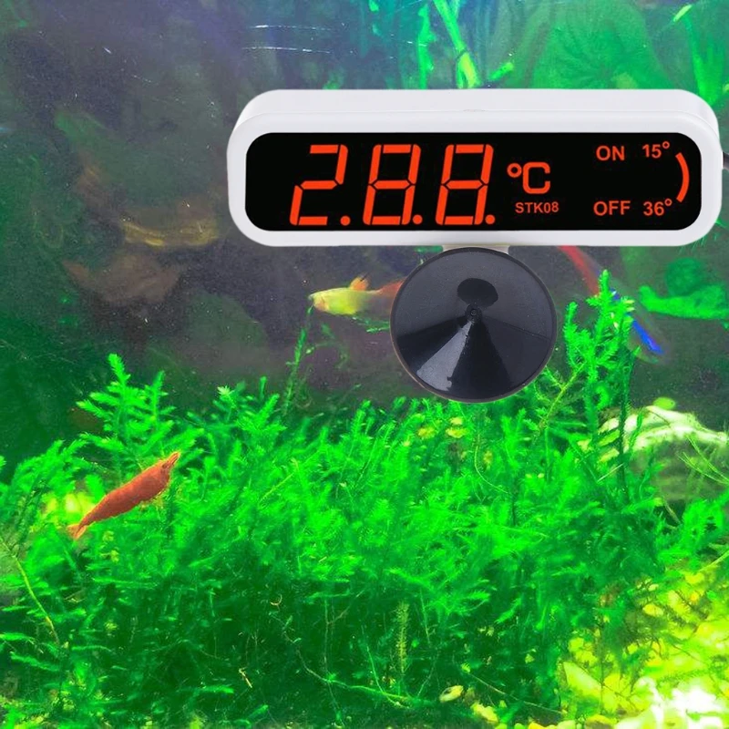 Digital Aquarium Thermometer Fish for Tank Thermometer Large LCD Display Aquariums Thermometer Walnut Aquarium Thermomet