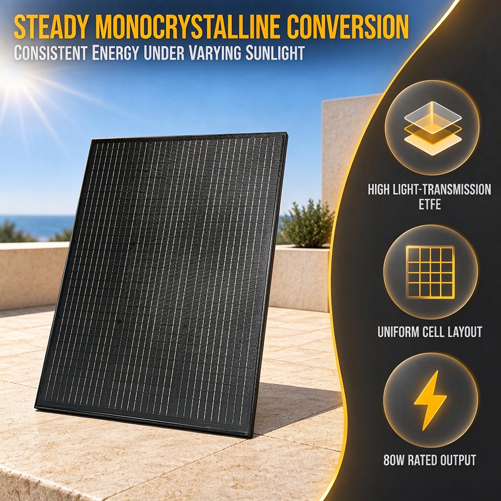 80W RV solar panel, outdoor portable solar panel, high conversion rate, monocrystalline silicon material, solar panel set,