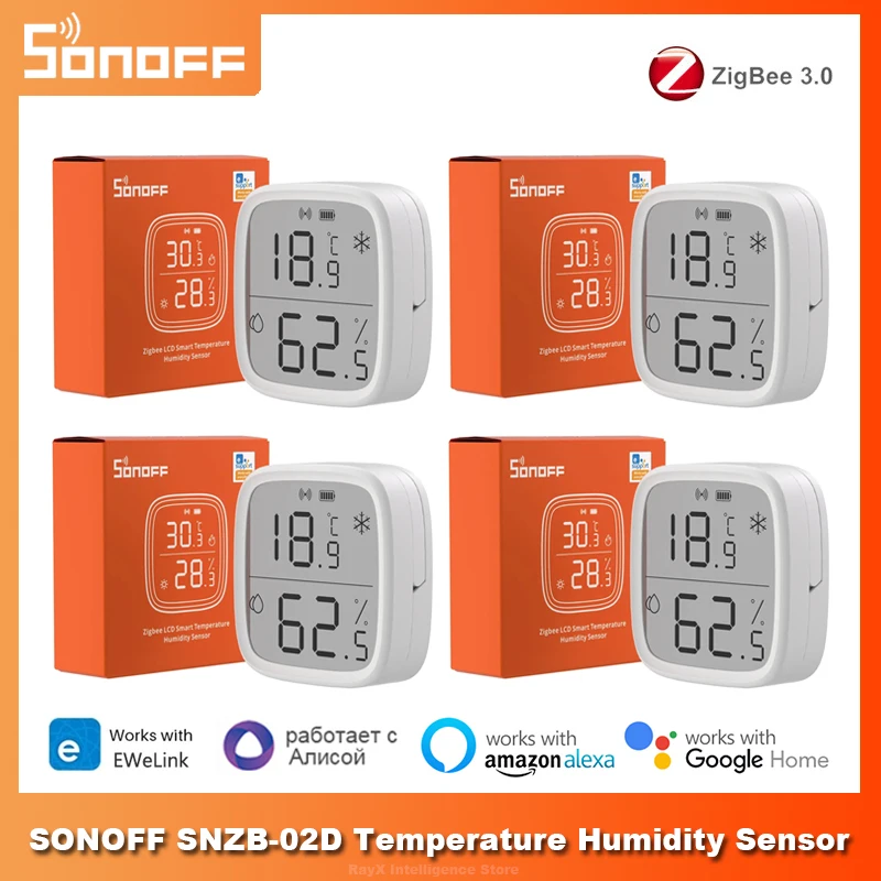 

SONOFF SNZB-02D Zigbee LCD Smart Temperature Humidity Sensor Smart Home LCD Screen Monitor Support EWelink Alexa Google Home