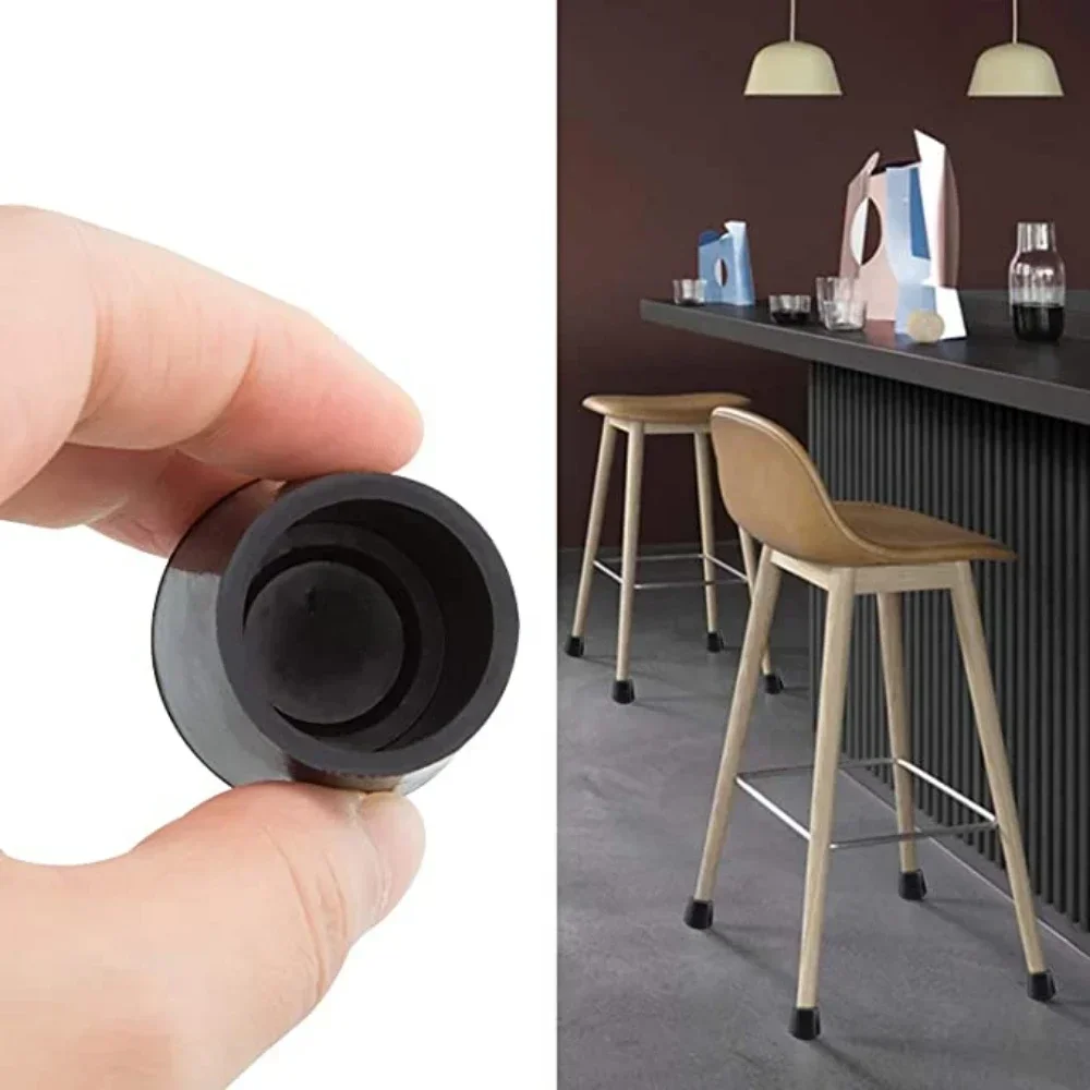 Round Rubber Chair Leg Pad 10/16/19/25mm Furniture Leg Table End Plug PVC Silent Anti-slip Floor Protection Cap Foot Cover