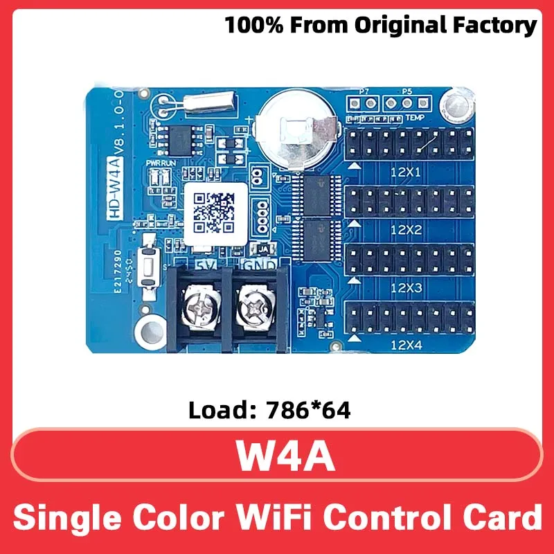 

HD-W4A Single Color LED Panel Mobile Phone WiFi Control Card LED Display Digital Signage Pixel Display HUB12 Motherboard