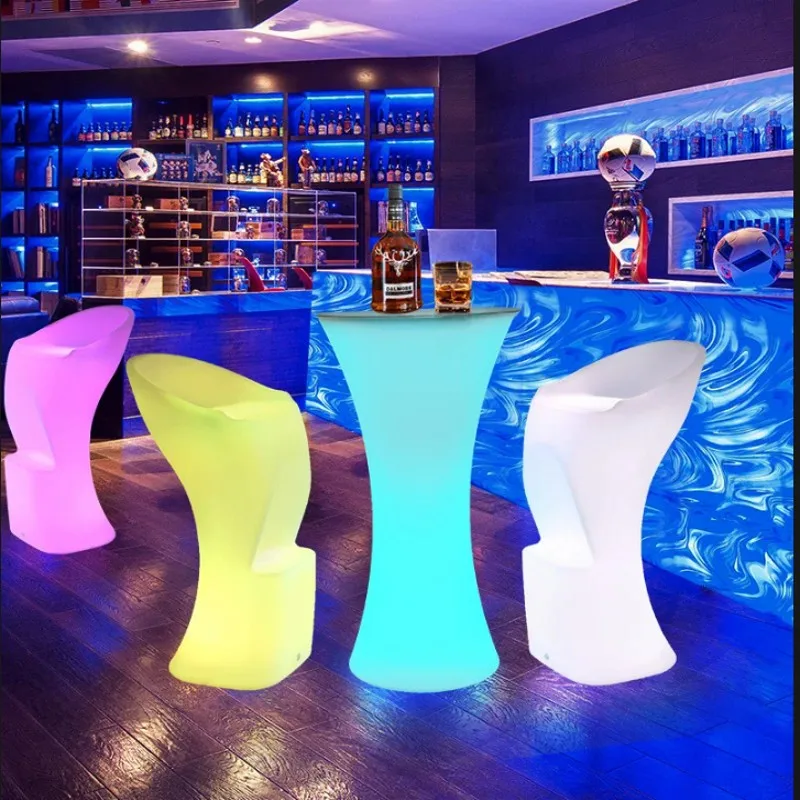 110CM LED Illuminated Round Cocktail Table Waterproof Bar Tables Plastic Coffee Table Commercial Furniture Supply