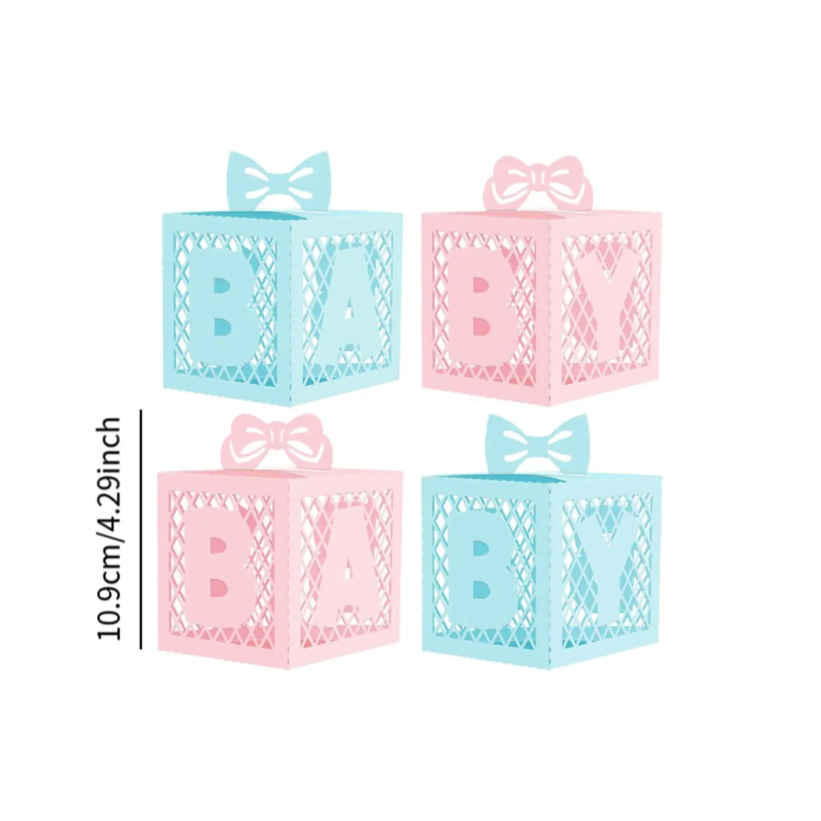 Scatole per bambini da 4 pezzi con lettere, design di blocchi ABY, doccia per ragazze e ragazzi, scatola per blocchi sullo sfondo per baby shower, decorazioni per scatole scavate