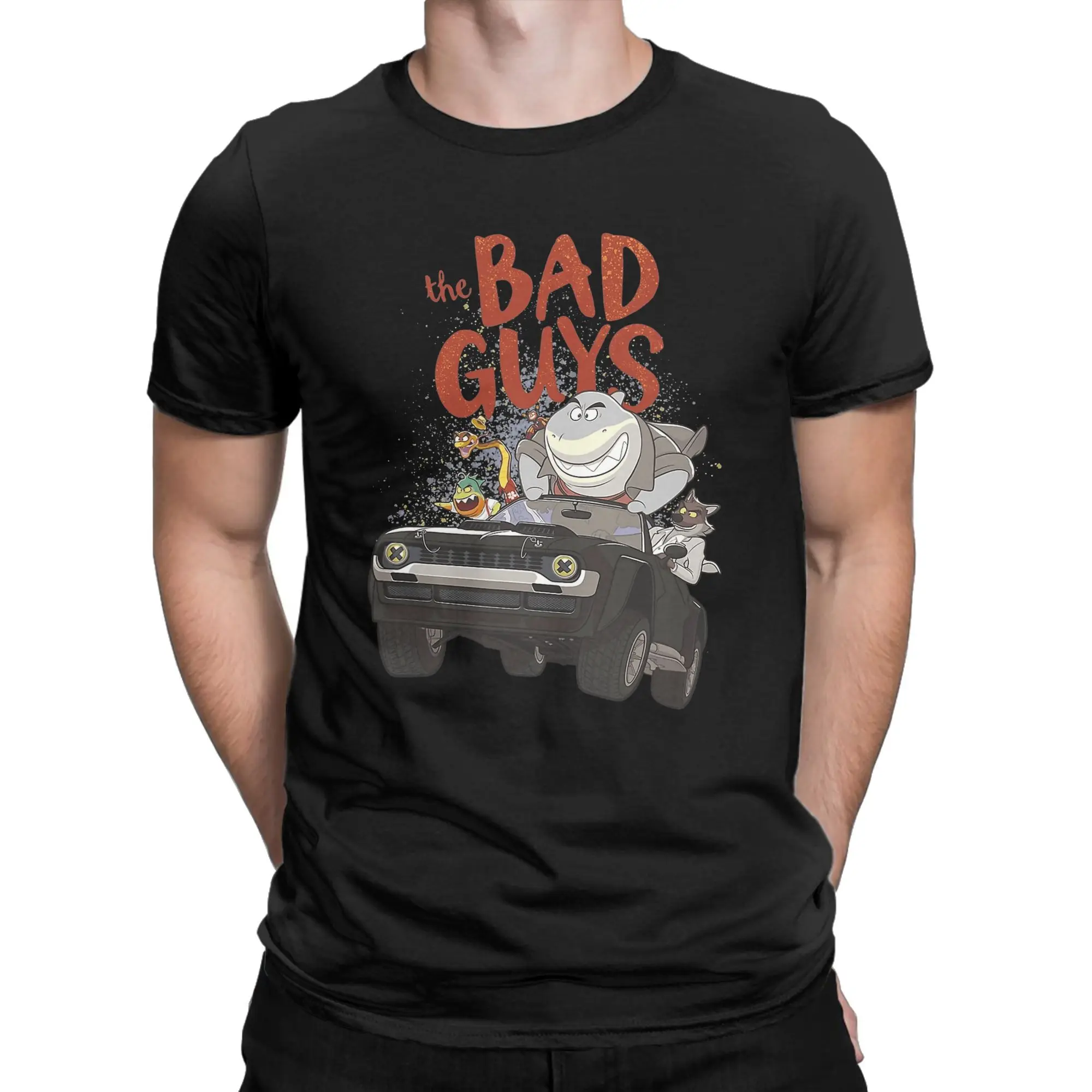 

The Bad Guys T Shirt Men's 100% Cotton Vintage T-Shirt Round Neck Group Getaway Vehicle Tees Short Sleeve Clothing Plus Size