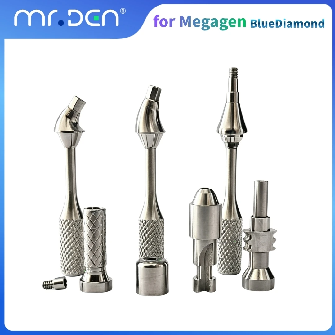 10 pcs Titanium Composite Abutment Accessories For MegaGen BlueDiamond Straight & Angled, Transfer Cap, Healing Cap Analog Base