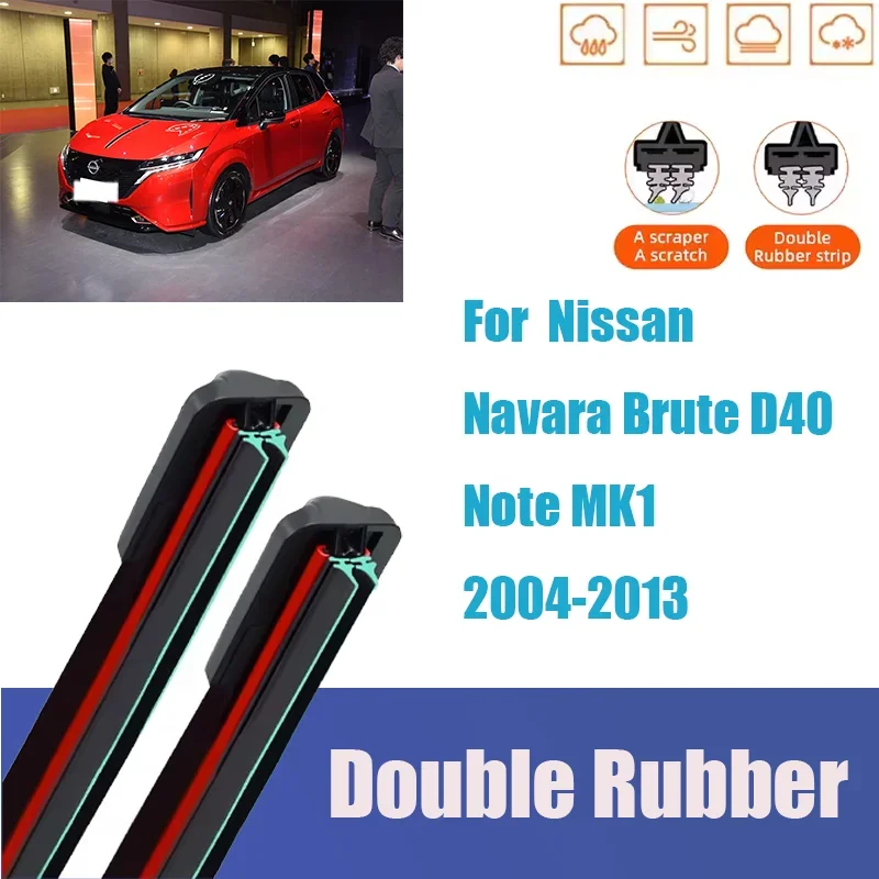 

For Nissan Navara Brute D40 Note MK1 Front Windshield Wiper General Motors Multifunctional Double Rubber Car Accessories