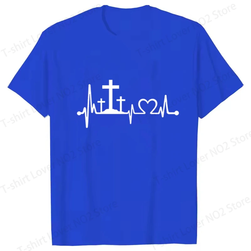 New Heartbeat Jesus Print T-shirt Women's Men's Fashion Casual Summer Cool Shirs Unisex Christianity Short Sleeve Shirts Tees