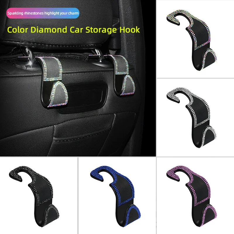 

Quality Large Load-bearing Capacity Car Seat Hook Headrest Hanger,With Diamonds Fashionable Seat Back Organizer Hook Accessories