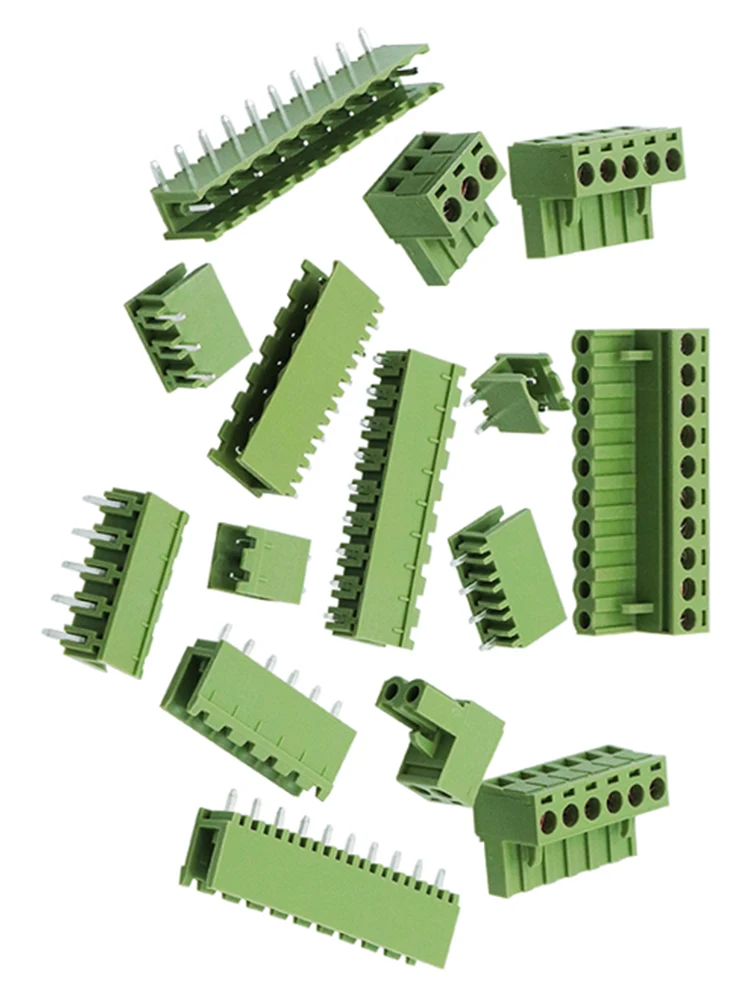 KF2EDGK-Conector enchufable de 5,08mm, terminal de cableado PCB 2P/3/4/5/6/8/10/11/12P, pata recta doblada, juego completo