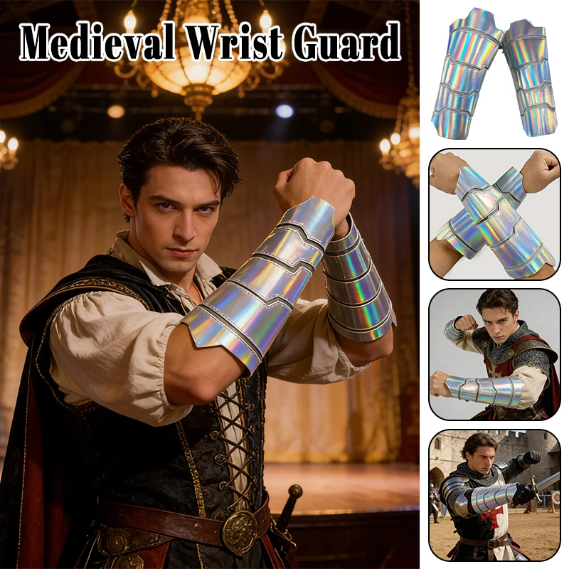 

Medieval Viking Knight Wristband PU Leather Bracer Retro Punk Arm Guard Costume Party Carnival Halloween COSPLAY Props